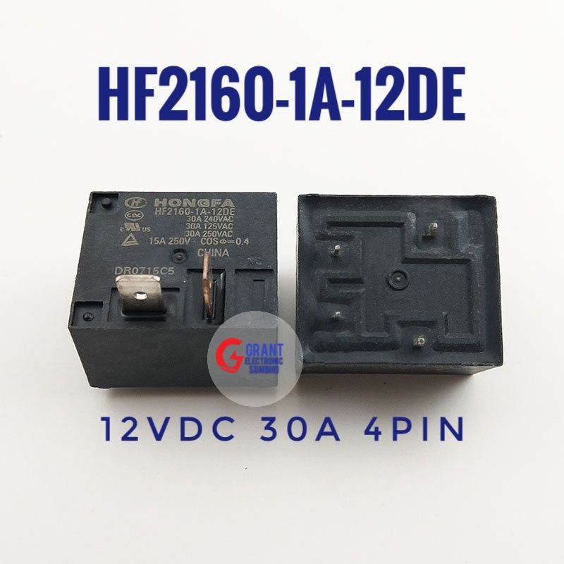 HONGFA HF2160-1A-12DE Power Relay 12V DC 30A 240VAC 4 Pin | Shopee Malaysia