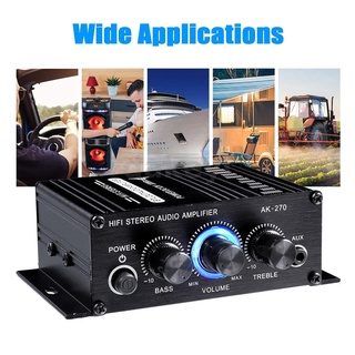 Audioversterker, AK270 400W 12V Hifi Power Amplifier Stereo Home Car