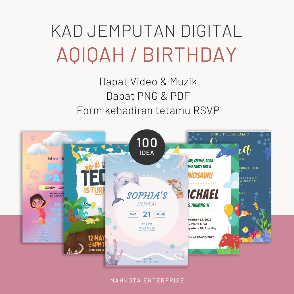 [PART 2] Kad Jemputan Majlis Aqiqah dan Kesyukuran Hari Lahir Birthday ...