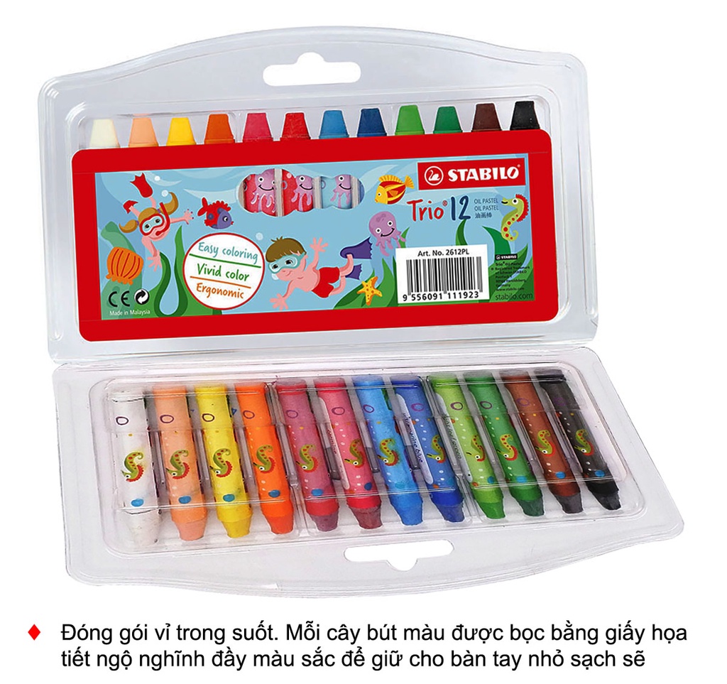 Stabilo Trio Oil Pastel pen pack of 12 colors (OP2612) | Shopee Malaysia