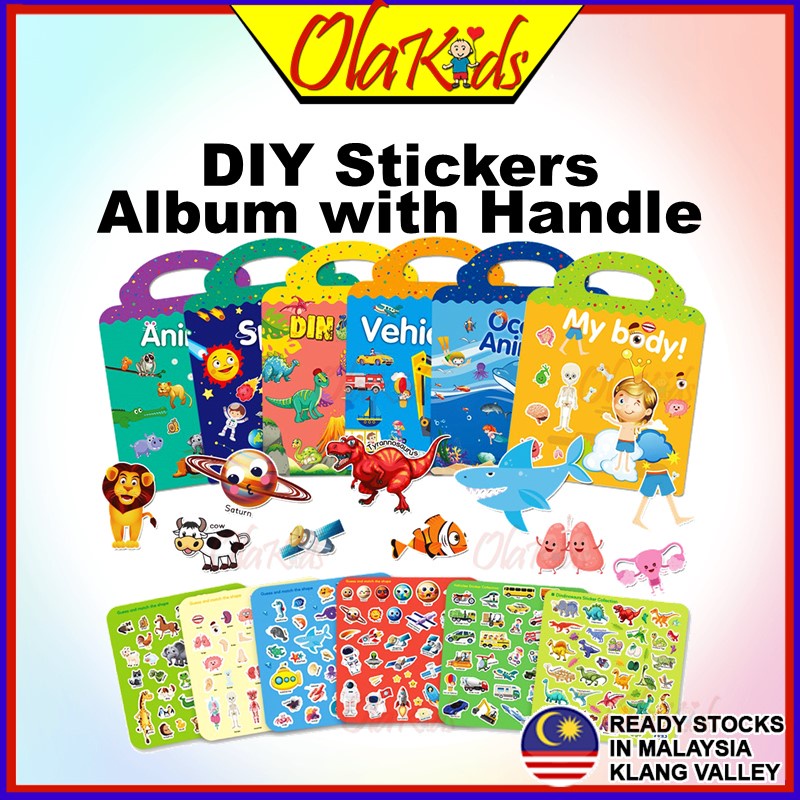 OLAKIDS DIY Stickers Books Reusable Stickers for Kids Cartoon Sticker ...