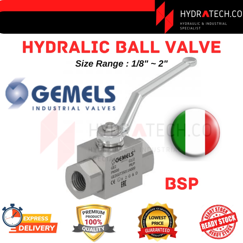 [VALVE] Gemels Italy Hydraulic PN500 2 Way Hydraulic Ball Valve, BSP