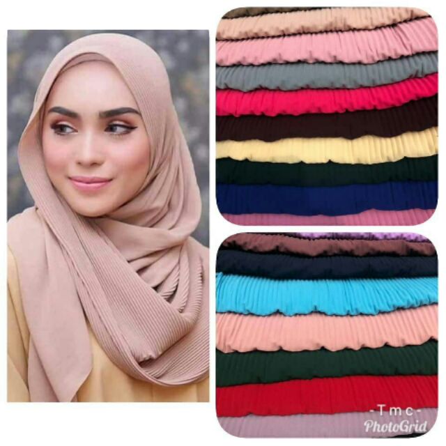 shawl kedut chiffon