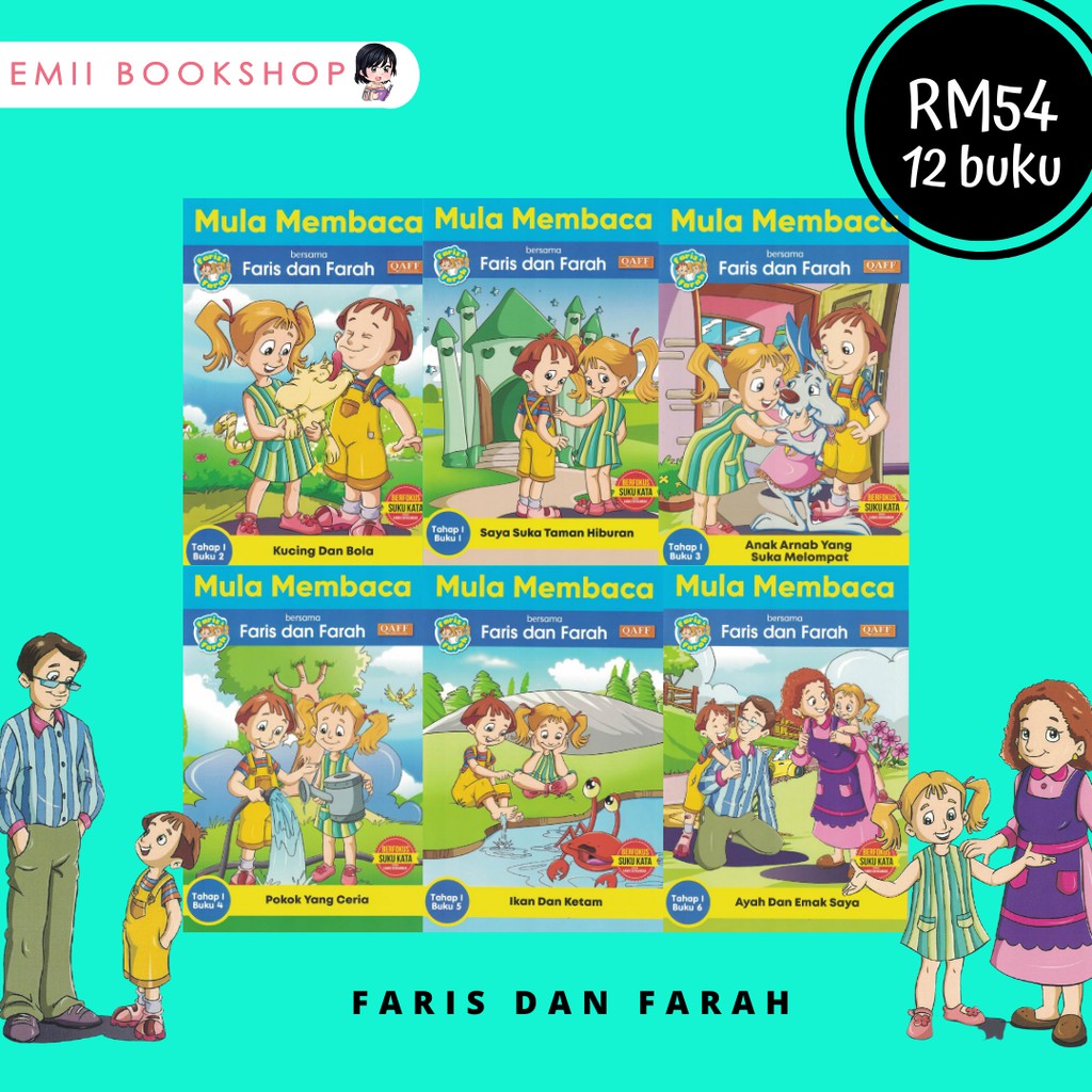 Buku Kanak-Kanak : Mula Membaca Bersama Faris Dan Farah Suku Kata 1 Set ...