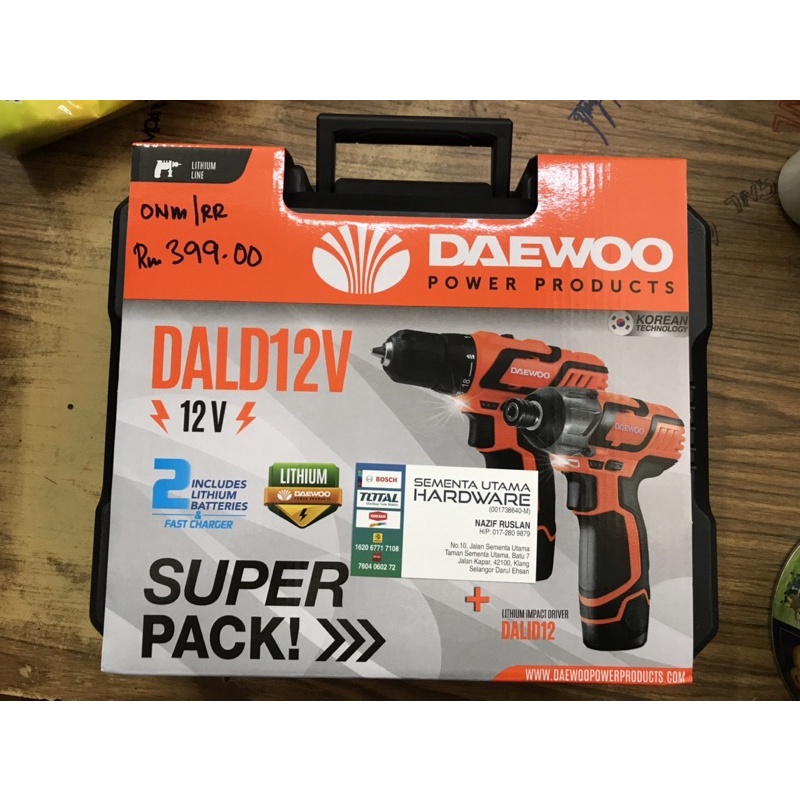 Cordless DAEWOO Impact Driver Drill Combo Set 12v Shopee Malaysia