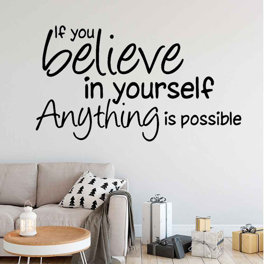 Inspirational Quotes Wall Sticker Phrase Believe Yourself Vinyl Decal ...