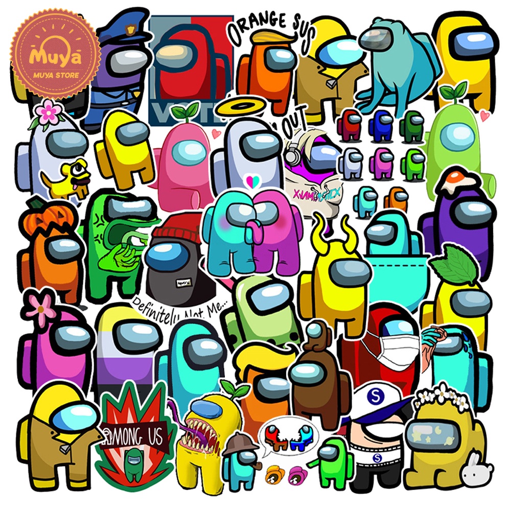 MUYA 50pcs Among Us Stickers for Kids Cartoon Stickers Waterproof ...