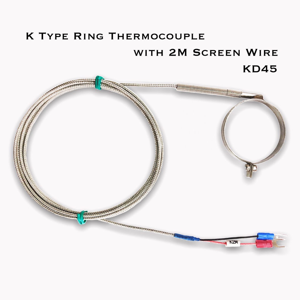 (2-PCS) K Type Ring Thermocouple ( D45mm x 5mmH ) with 2 Meters Screen ...