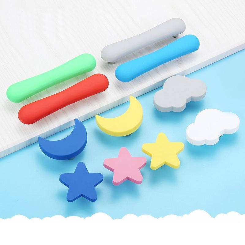 (COD) Children Rubber Door Handles Cute Pink Heart Star Moon Cloud