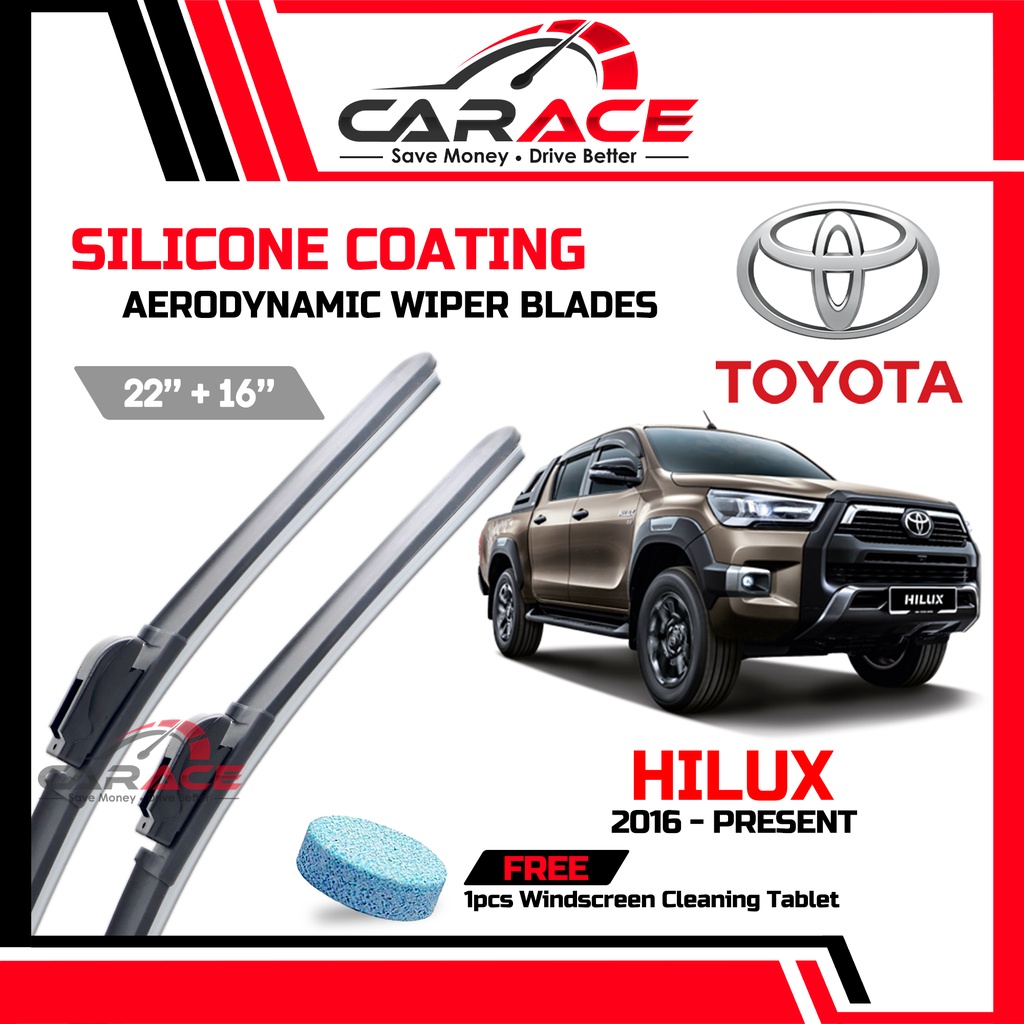Toyota Hilux 2016Present CARACE Aerodynamic SILICONE Wiper Blades 22