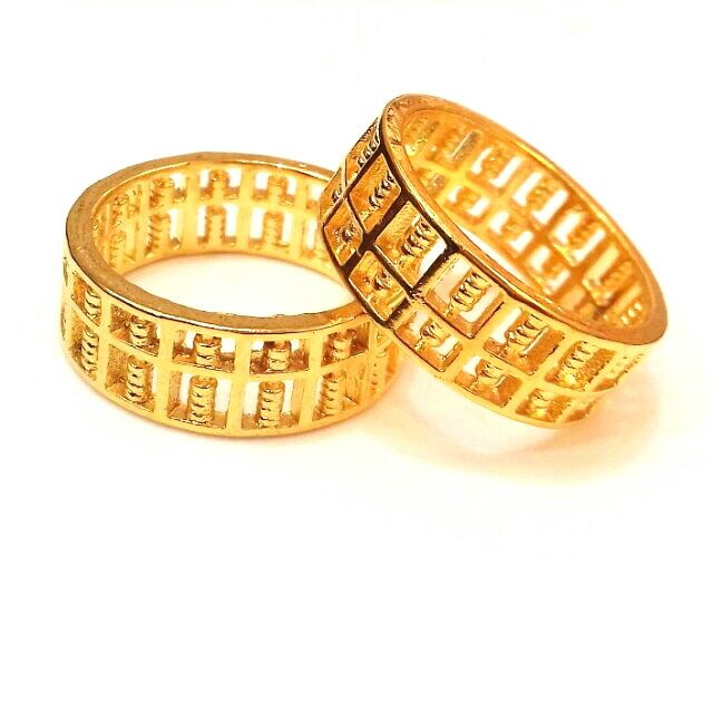 Gold Korea 24K Gold Plated Ring Full Sempoa Abacus Width