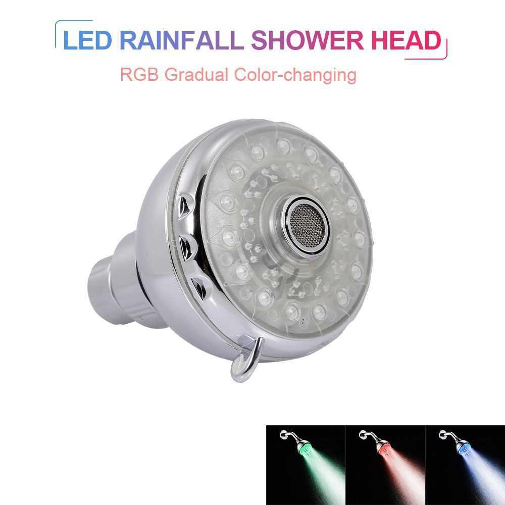 LED Rainfall Shower Head Round Shower Head RGB Colors Automatically ...
