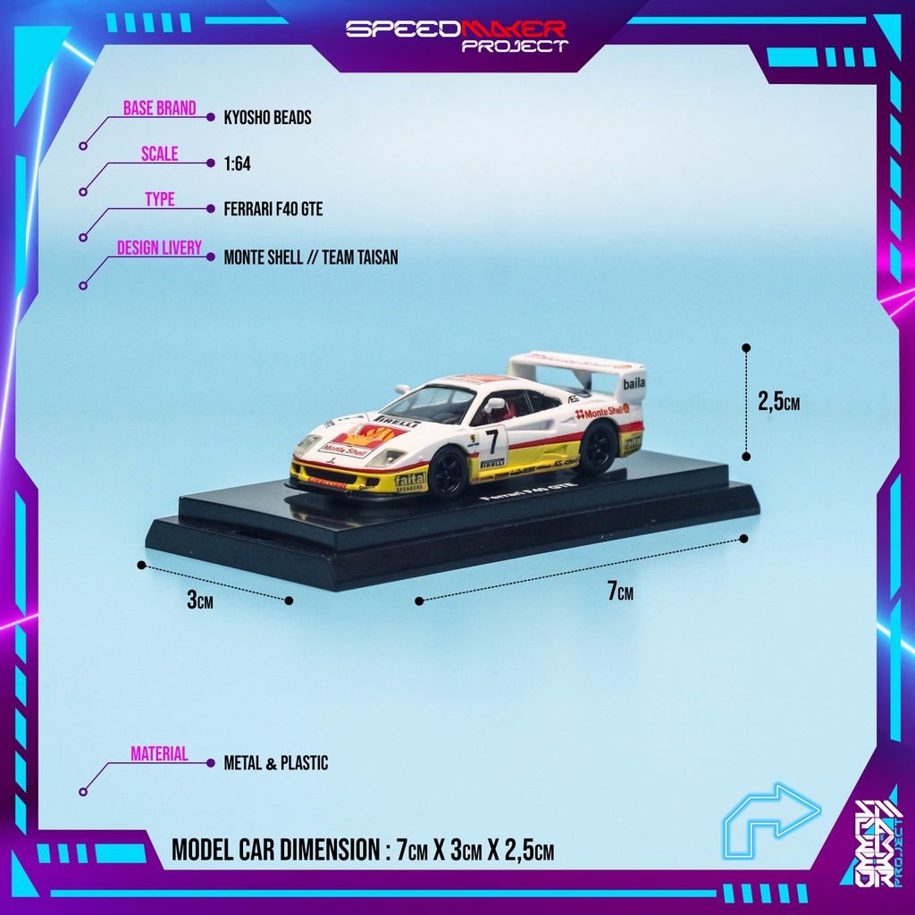 REPLIKA Kyosho Beads Custom Ferrari F40 GTE Monte Shell Diecast ...