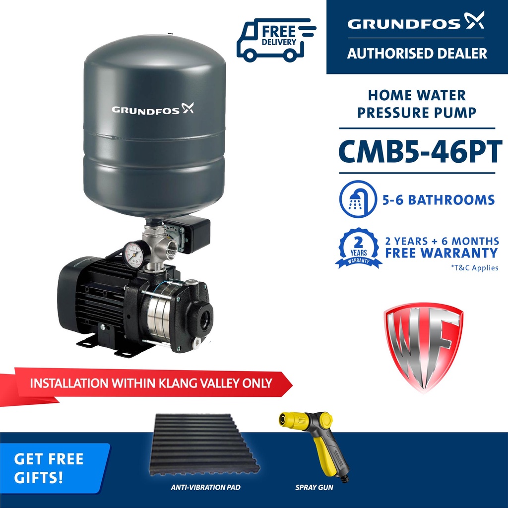 [With Installation] Grundfos CMB5-46 PT Home Water Pressure Booster ...