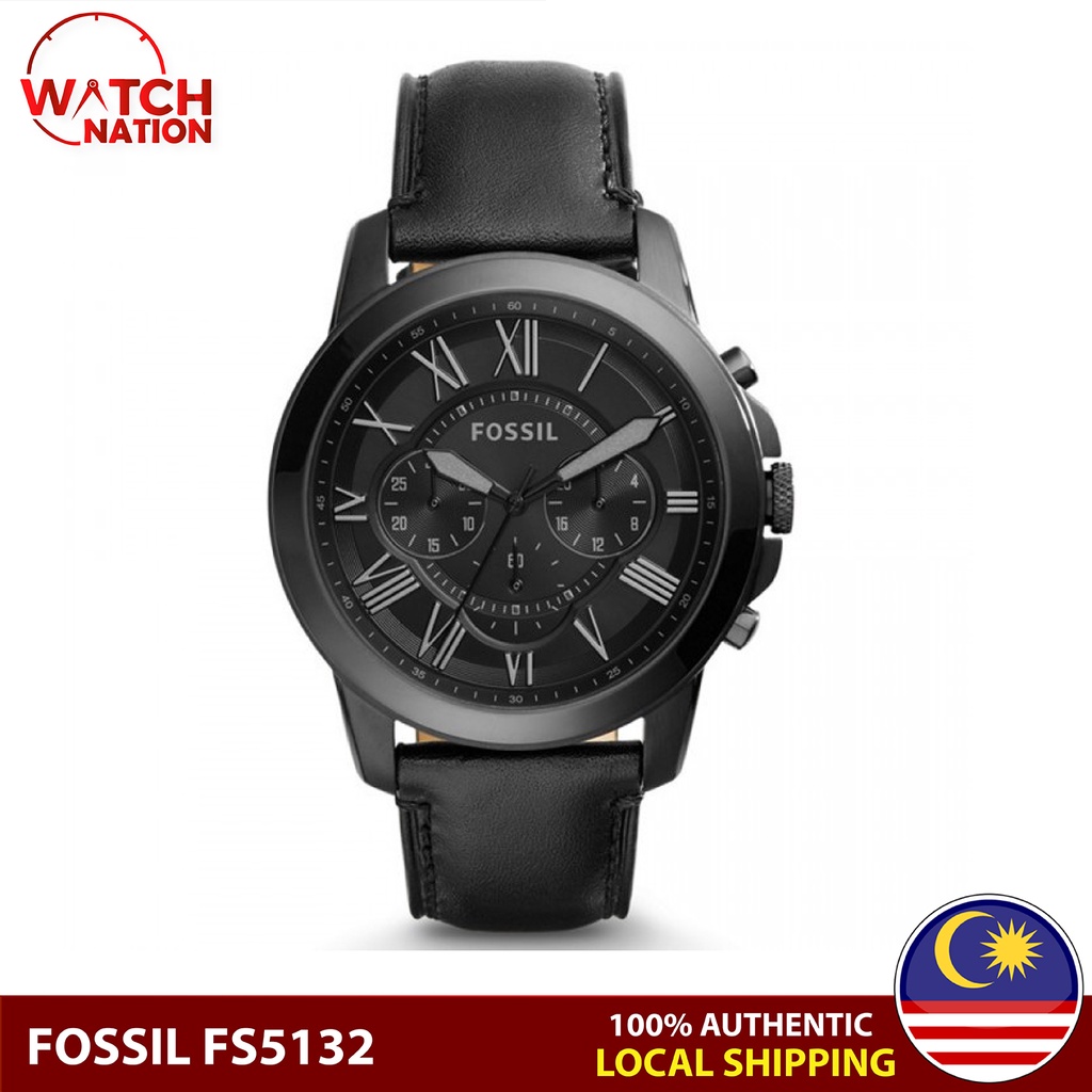 Original 2 Years warranty FS5132 Men s Grant Chronograph Black Dial Black Leather Men Watch Shopee Malaysia