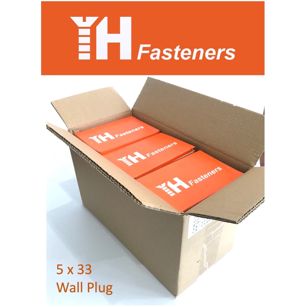 (1 carton, 6 boxes, 1200 & 2400 pcs) M5 X 33 Nylon Wall Plug Anchor ...