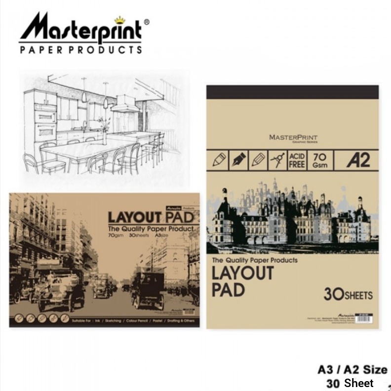 Masterprint Layout Paper Pad A3 LP730-A3 / A2 (70gsm - 30 sheets ...