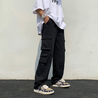  Men Cotton Cargo Pants Harajuku Style Straight Casual