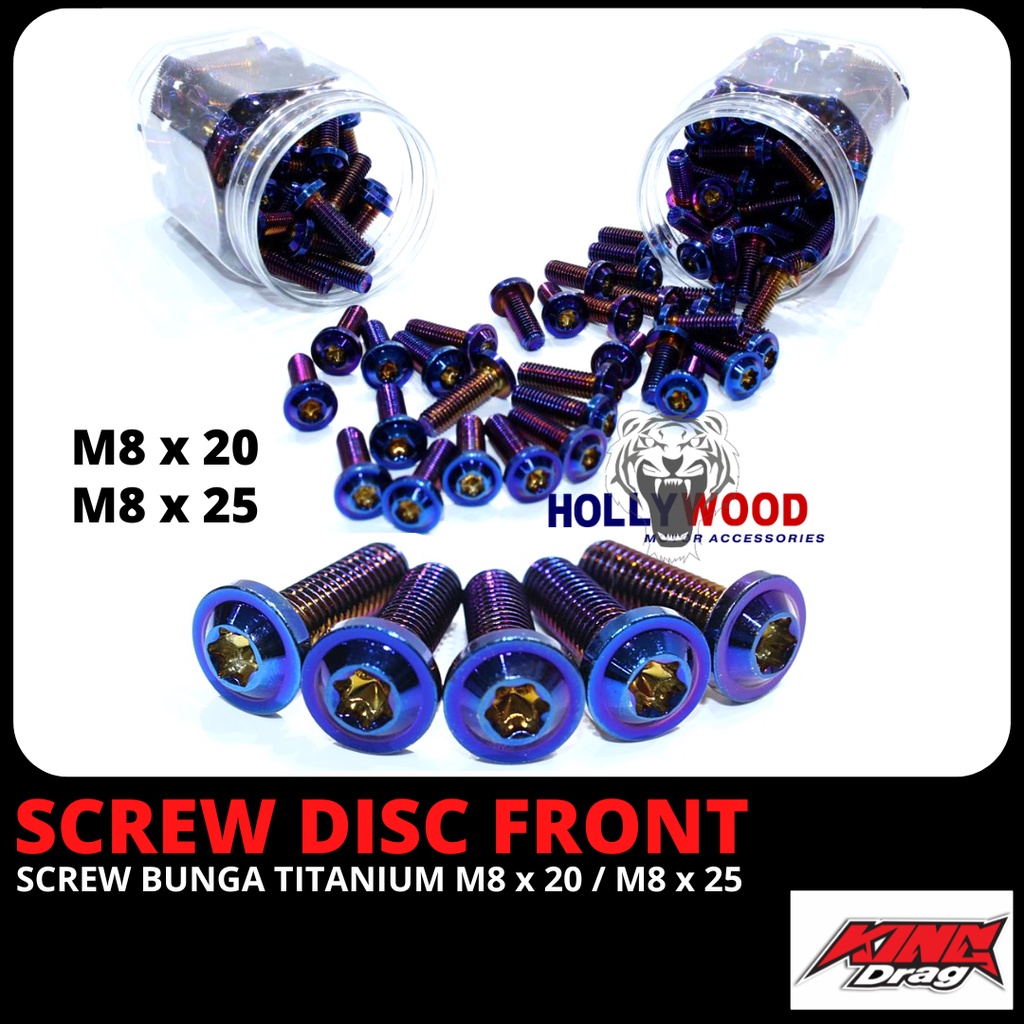 1PCS KINGDRAG FRONT DISC PLATE SCREW TITANIUM M8*20 M8*25 UNIVERSAL ...