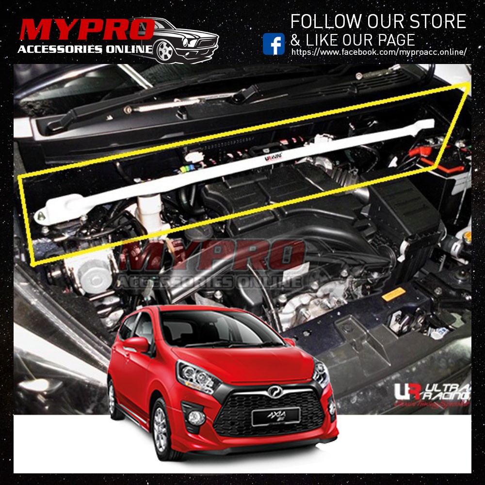 Perodua Axia 2017+ B200 Front Strut Bar 2 Points Car Vehicle Safety ...