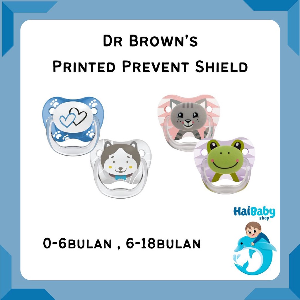 Dr.brown's Prevent PRINTED SHIELD Pacifier-Stage 1 / Stage 2 - Boy /Irl ...
