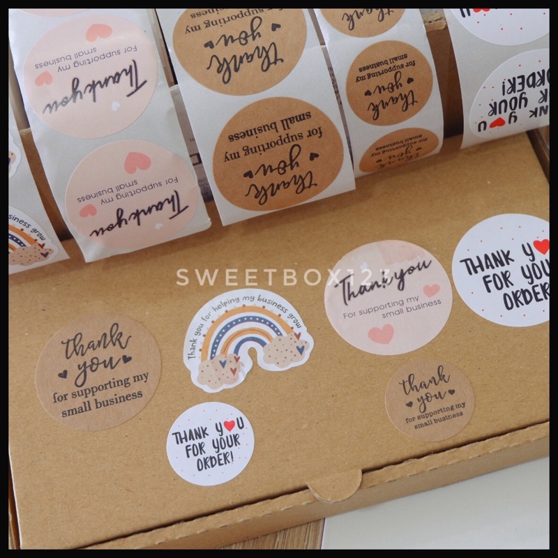 Sticker Roll 500 Thank You Stamps - Kraft Customer Thank You Stickers ...