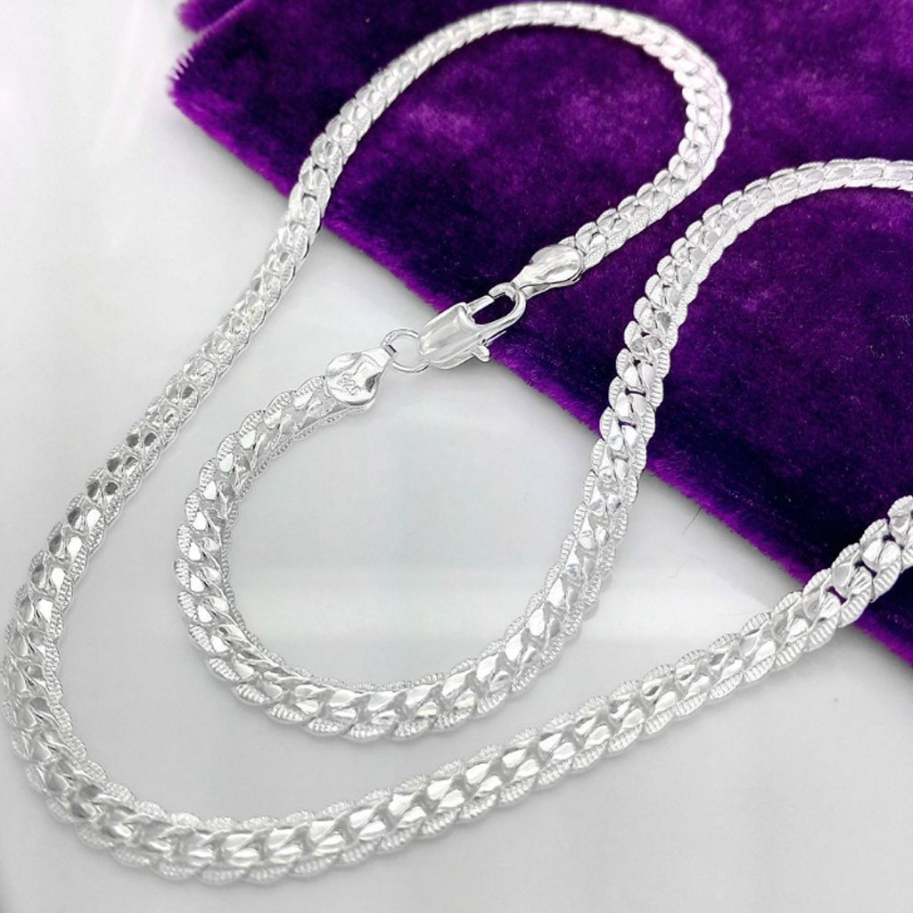 Womens plain silver necklace on sale chain