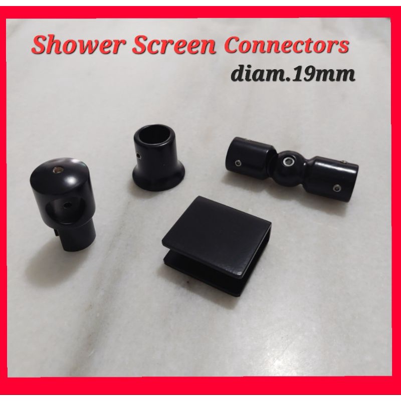 Shower Stabilizer Pipe Connector Clip [Matt Black] diam.19mm hole Fixed