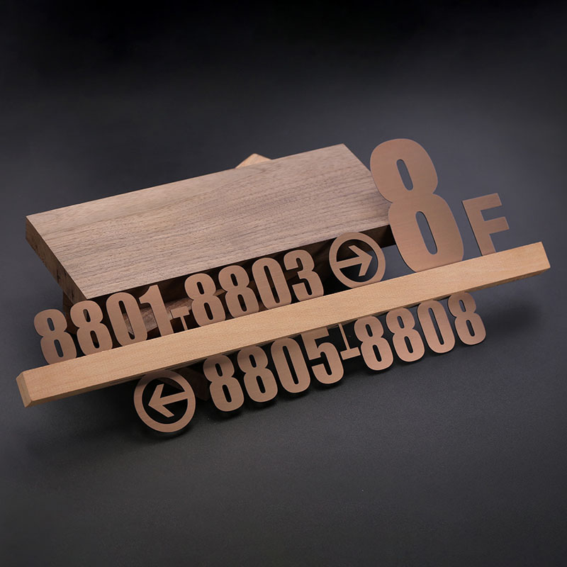 Solid Wood High-End Hotel Signage Digital Room Number Sign Metal Floor ...