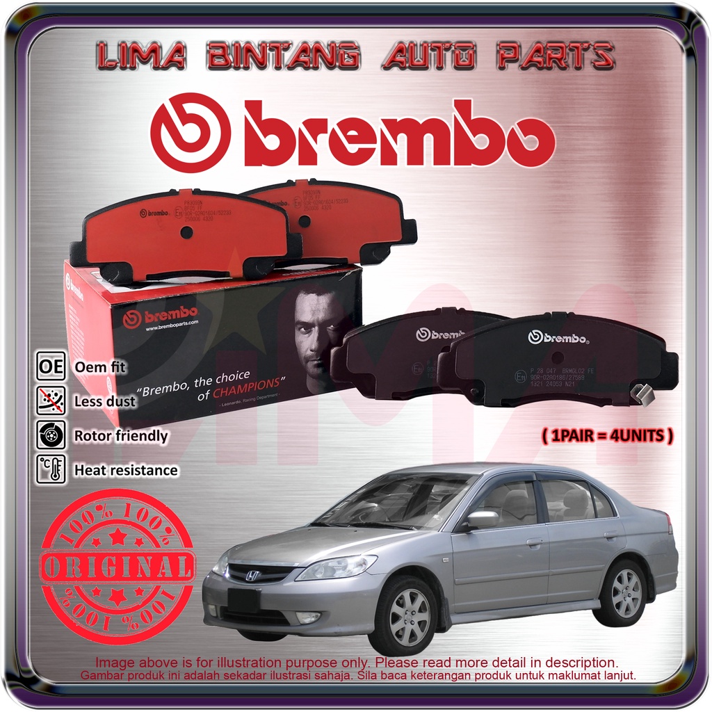 Honda Civic ES S5A S5H Front Rear Brake Pads Disc Brake Pad
