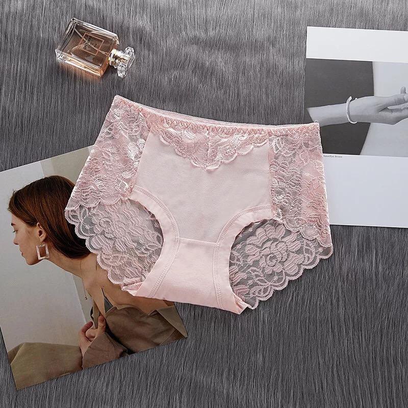 《mega Deal》womens Mid Waist Sexy Lace Panties Seamless Underwear Hollow Out Design Plus Size 6361