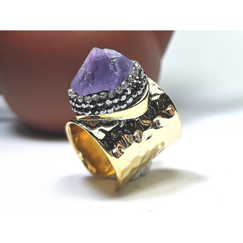 Amethyst Cluster Open End Ring - Crystal - Natural & Genuine | Shopee ...