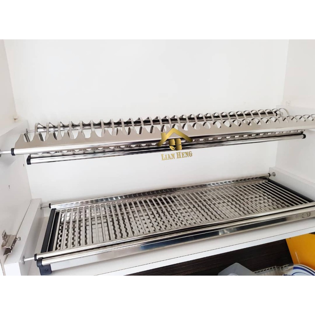 LH-1000 304 Stainless Steel Concealed Dish Rack Black Kitchen Rack Rak ...