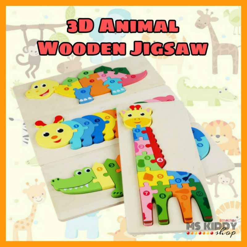 3D Animal Wooden Jigsaw Puzzle Educational Early Learning Toy / Wooden ...