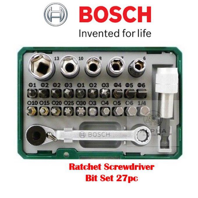 Bosch Ratchet Driver Bits Screwdriver Bits Set 27pc Mini Ratchet Socket Drill Spanner Shopee Malaysia