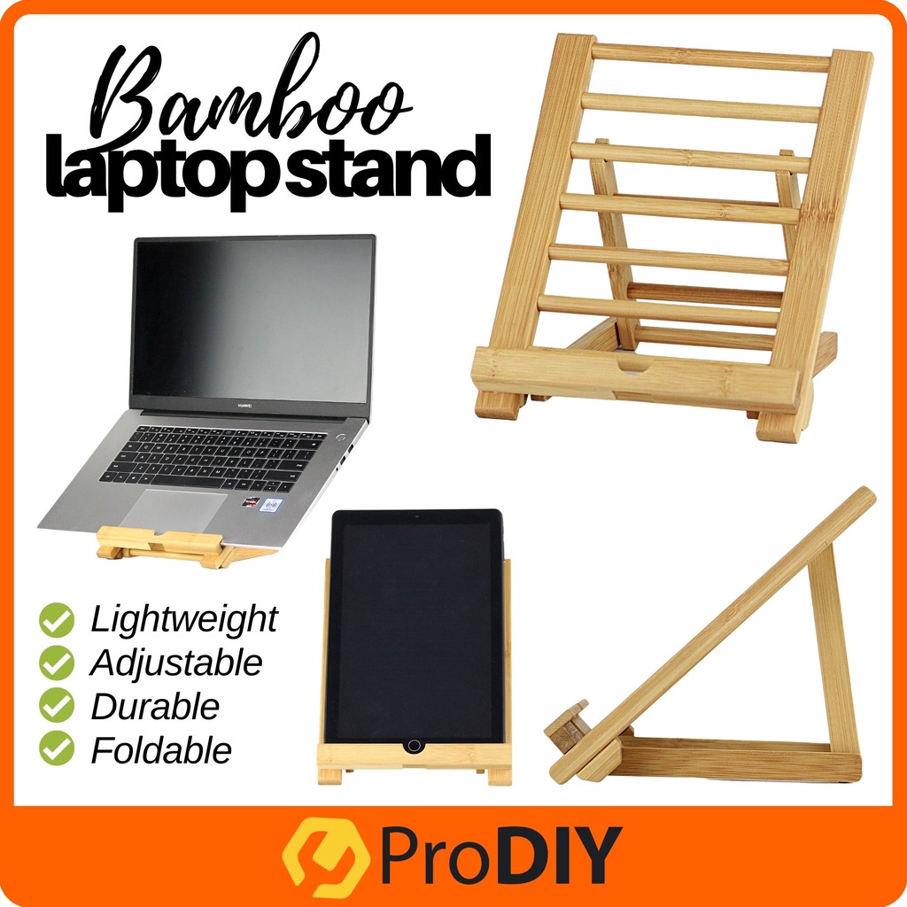 Bamboo Laptop Stand Adjustable Foldable Notebook Stand Bamboo Wood