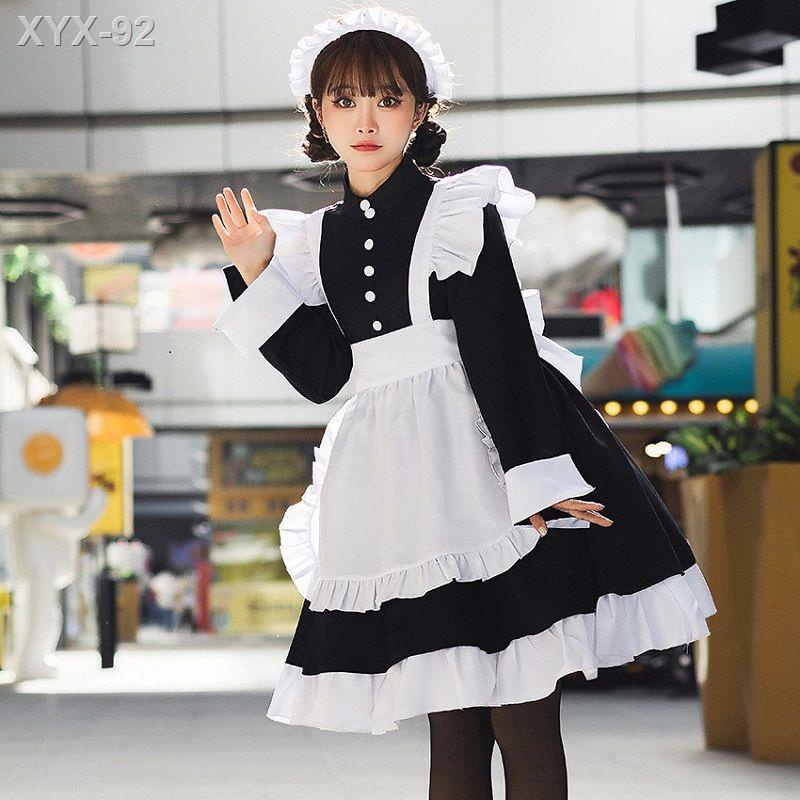 New black and white maid outfit Japanese gothic loli style dress