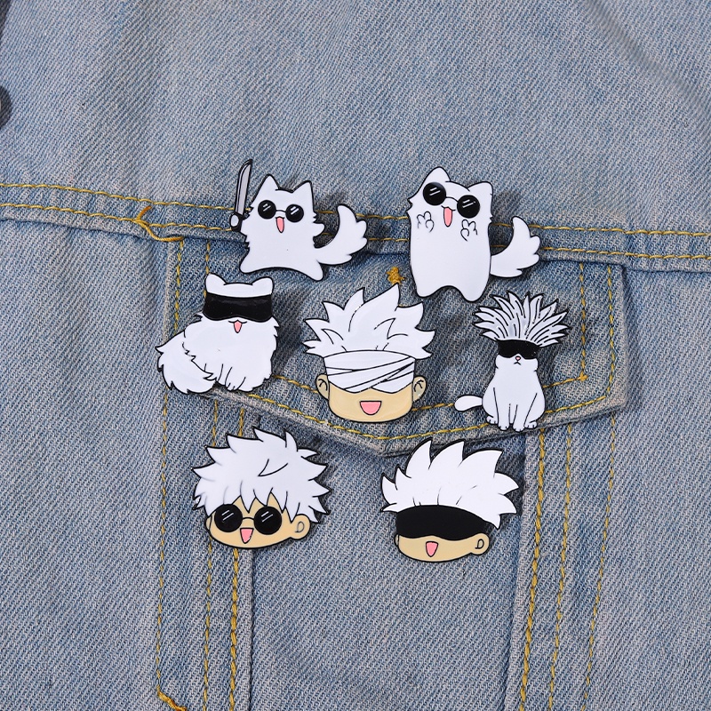 Gojo Satoru and Cat Enamel Pins Anime Brooches Lapel Badges Cartoon ...