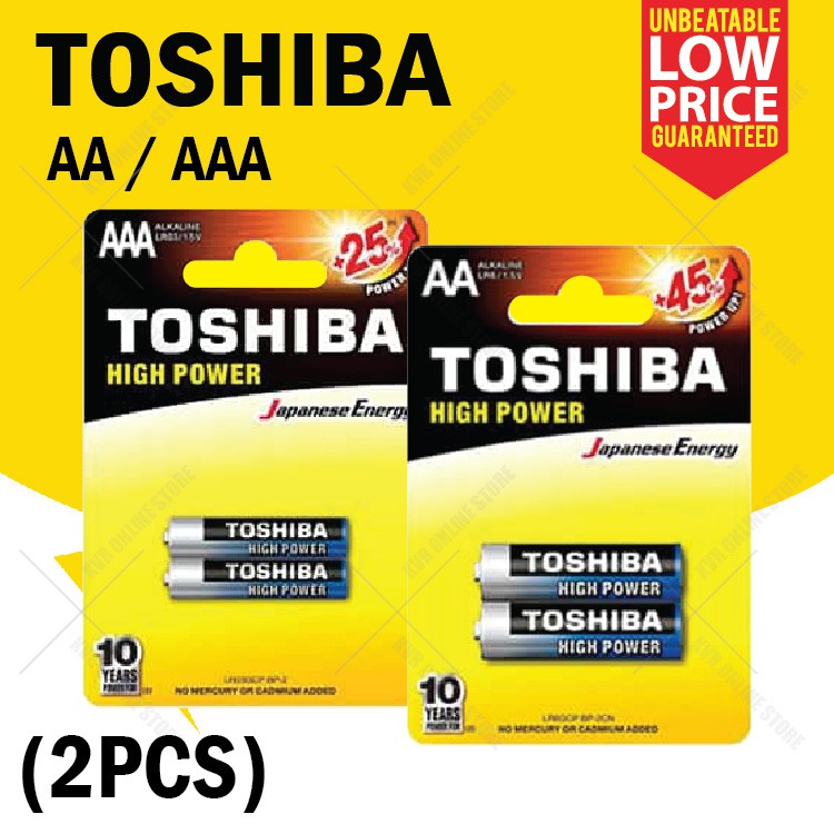 (2PCS) TOSHIBA ALKALINE High Power BP2CN AA/AAA Battery Voltage 1.5V