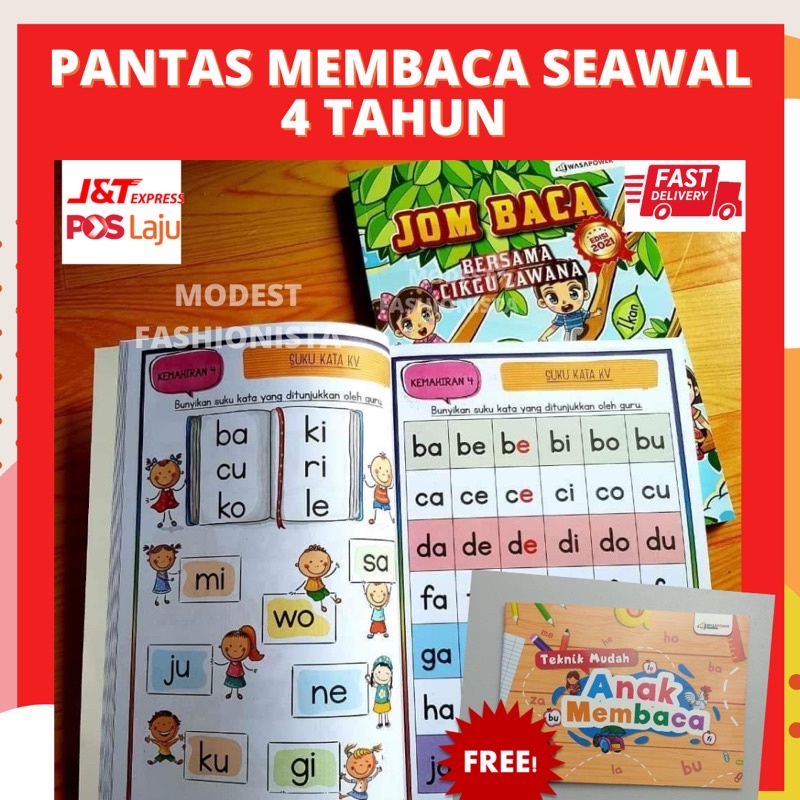 JOM BACA Buku Belajar Membaca Tadika Pre School Bacaan Prasekolah Cikgu ...