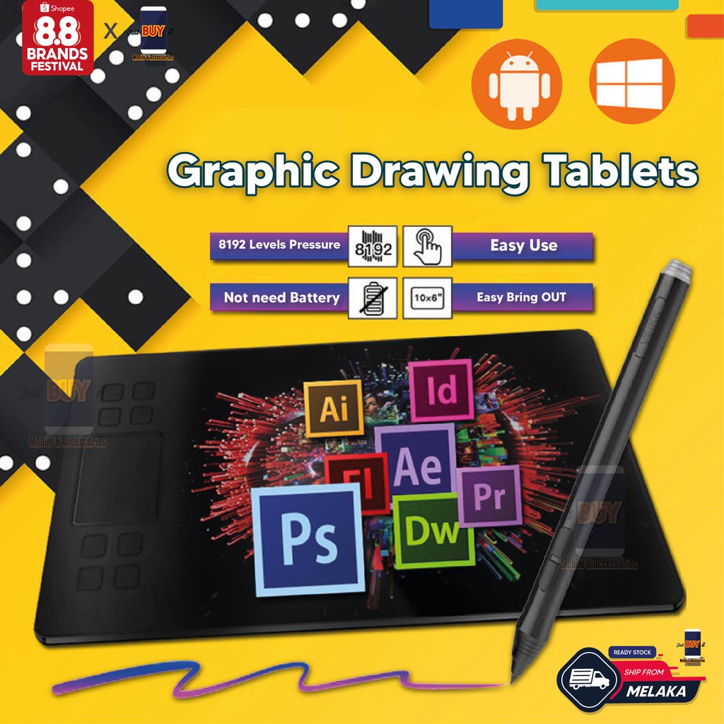 Graphic Drawing Tablet for PC Android Mobile Phones Digital Drawing Pad