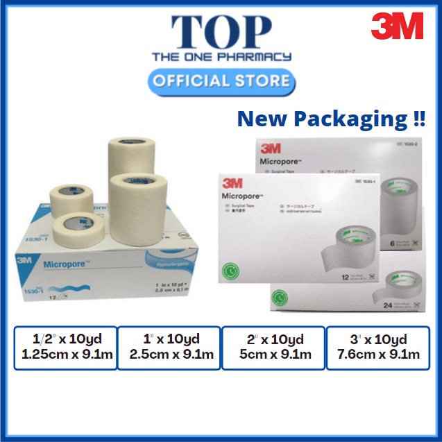 3M Micropore Surgical Tape PER BOX (Without Dispenser) Size [1/2 Inch ...