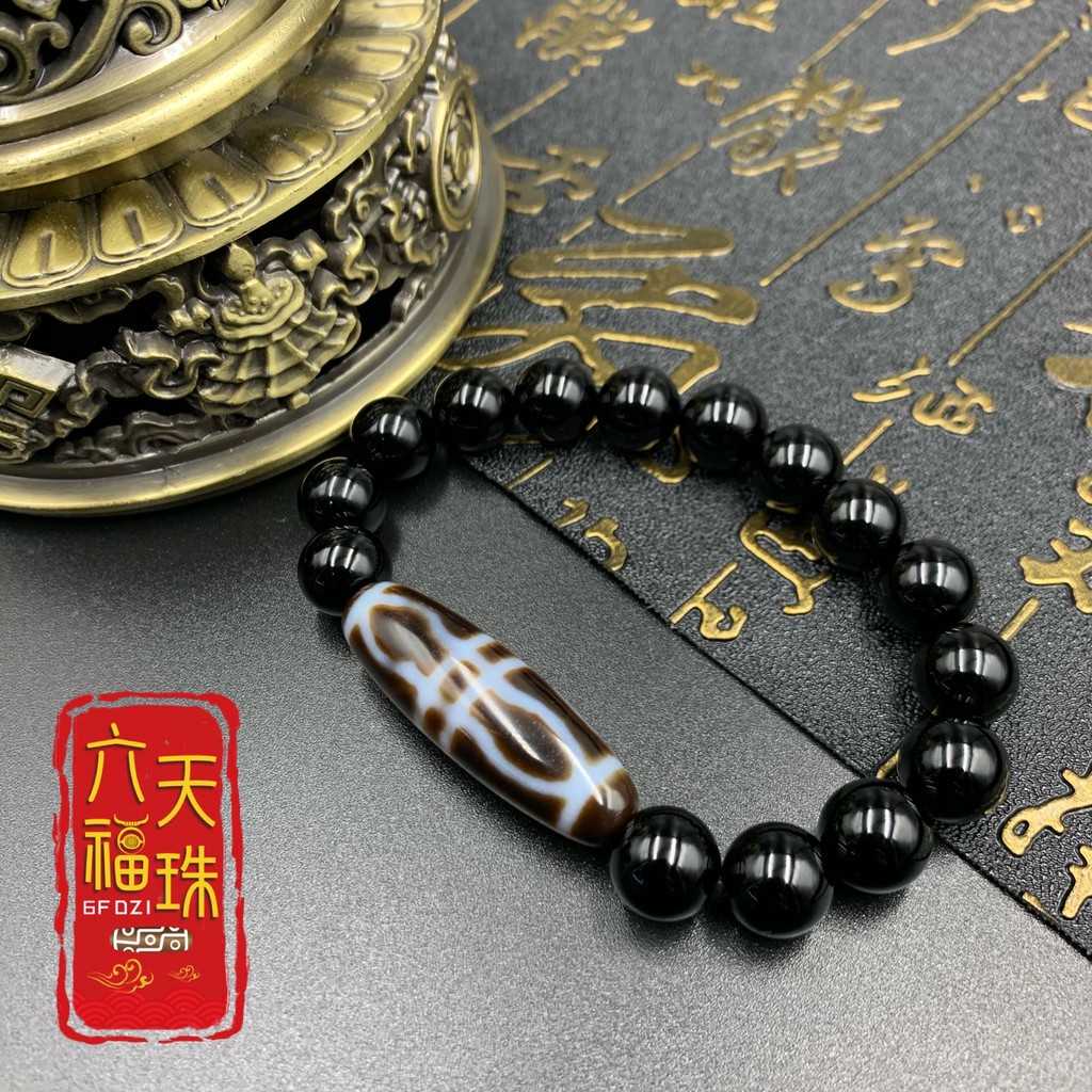 六福天珠6F Dzi 】金刚杵新天珠（单颗新天珠/黑玛瑙手串） | Shopee