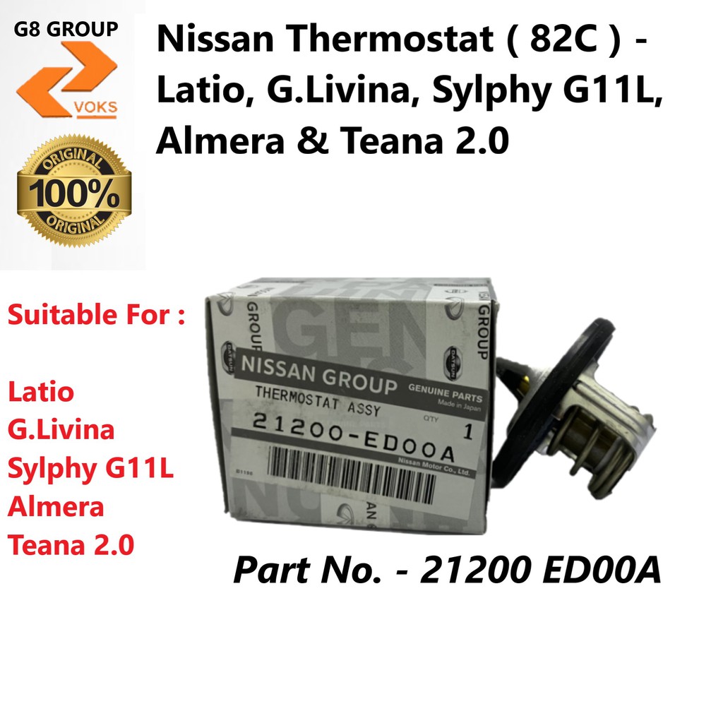 Nissan Thermostat 82c Latio G Livina Sylphy G11l Almera And Teana 2 0 21200 Ed00a