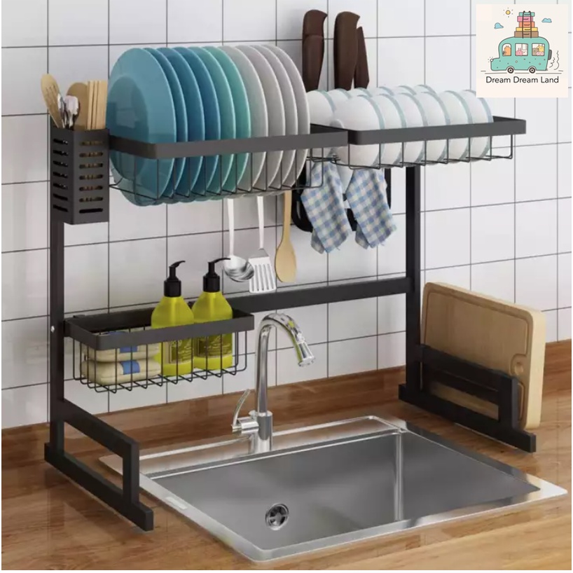 Stainless Steel Black Matte Kitchen Washing Basin Storage Shelf Sink ...