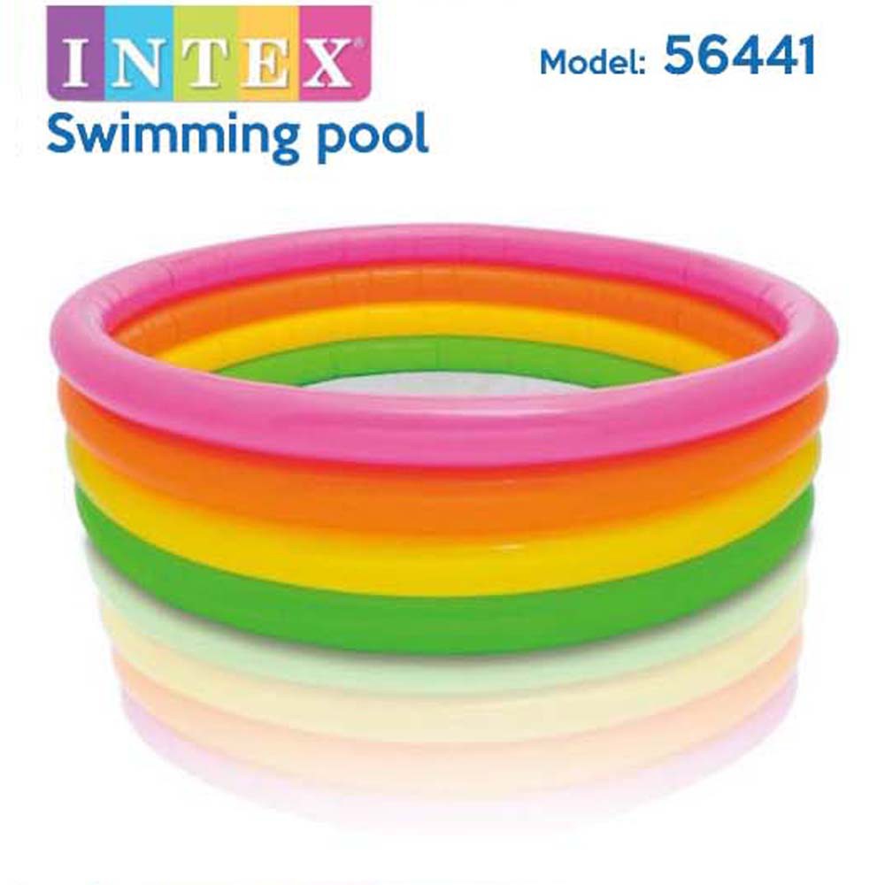 INTEX 56441 Rainbow 4 Rings Swimming Pool Baby Swimming Pool Kids Pool ...