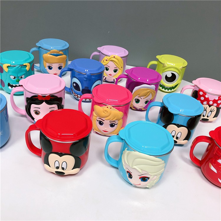 Disney Children's Water Cup Home Stainless Steel Cup With Lid Drinking  Utensils Cup Kids Stainless Frozen Elsa Car Rapunzel olaf Frozen elsa