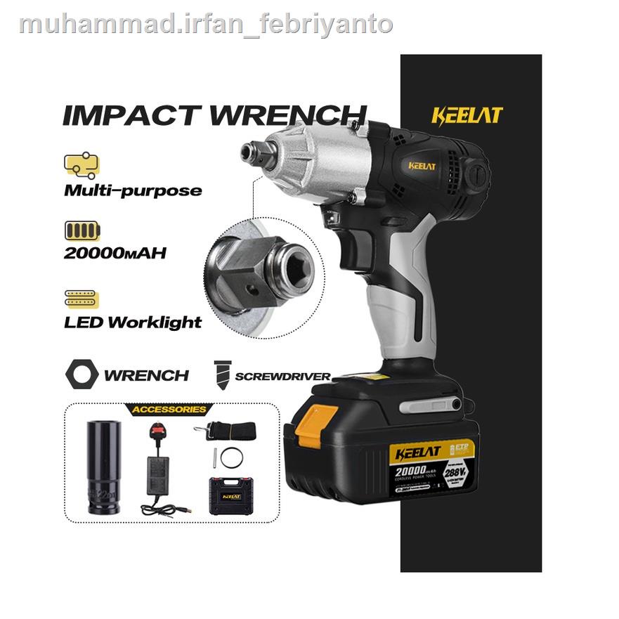 KEELAT 1/2 Inch Cordless Impact Wrench Electric Impact Wrench Drill