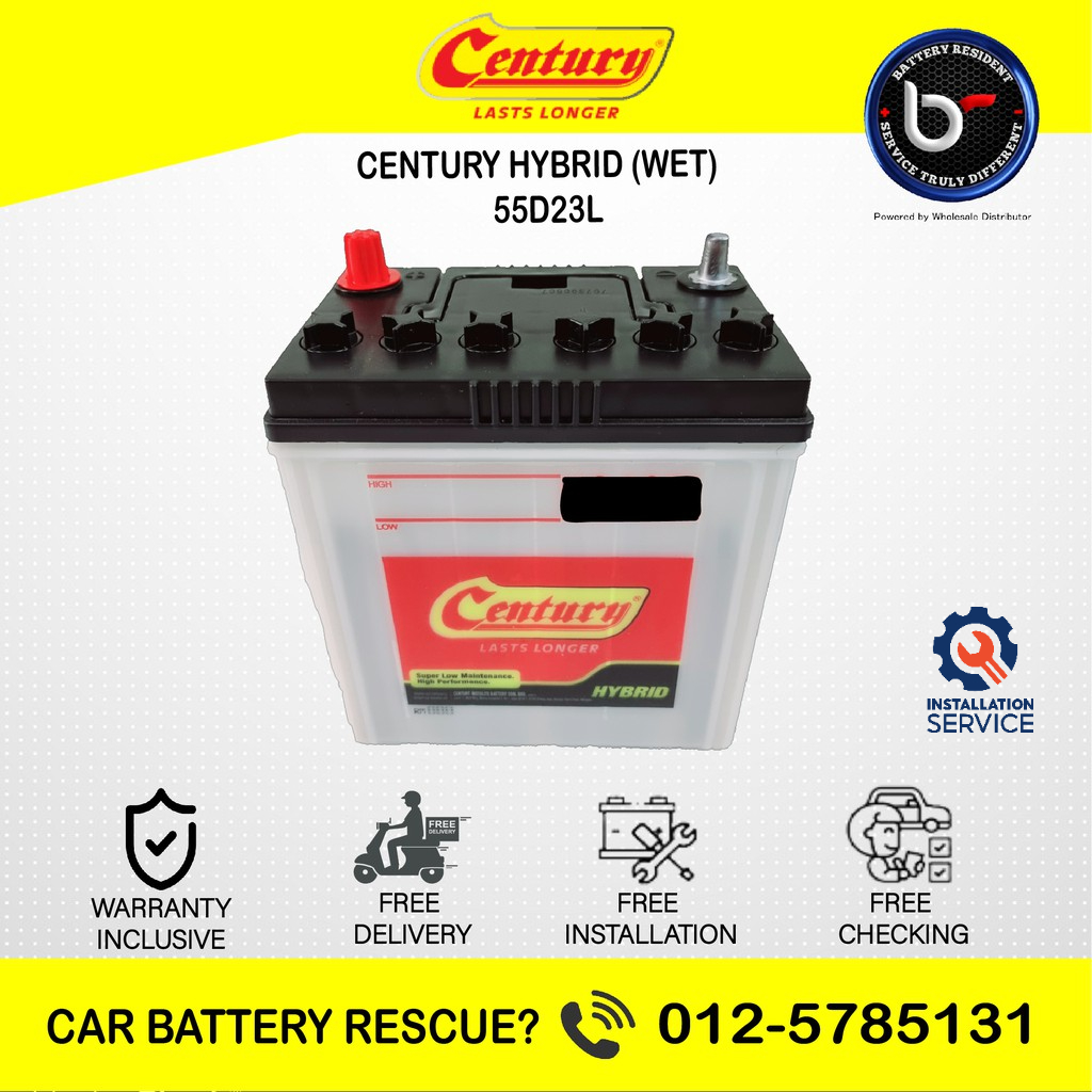 [ Installation Provided ] 55D23L | D23 | D23L ] Century Hybrid WET | Car battery Bateri Kereta | Toyota Innova camry