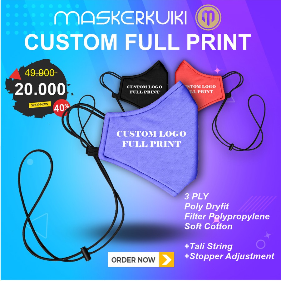 Custom Premium Full Print Mask with String Stopper Adjustment | Shopee ...